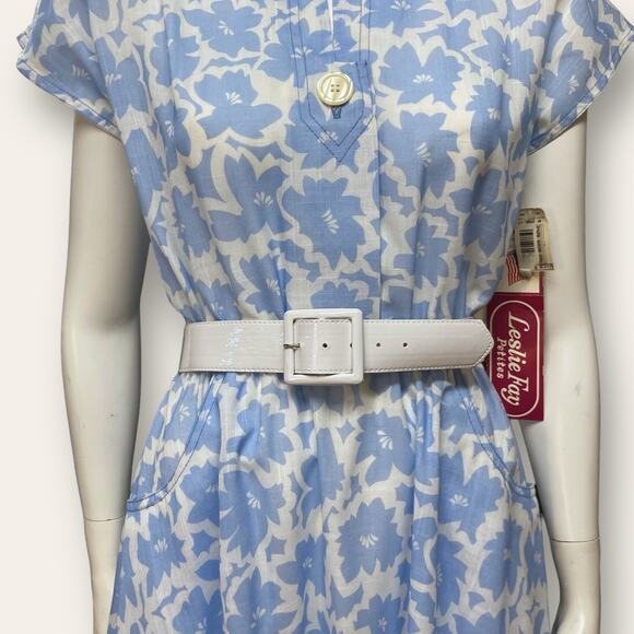 VTG union made Leslie Fay A-line blue and white Floral fabric (NWT) Small - Picture 11 of 11